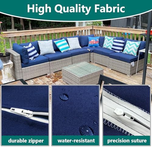 FLYMEI Patio Cushion Covers 25x25x5, Navy Blue, 4Packs