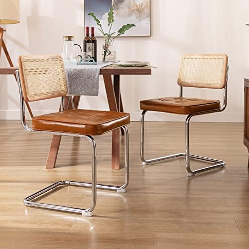 Zesthouse Natural Rattan Dining Chairs Set of 2, Modern Cesca Kitchen Chair
