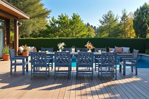 12 Piece HDPE Outdoor Dining Set for 10, Patio HDPE Furniture Set with 2 Tabl...
