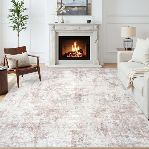 5x7 Area Rugs for Living Room Large Washable Abstract Rug Beige Grey