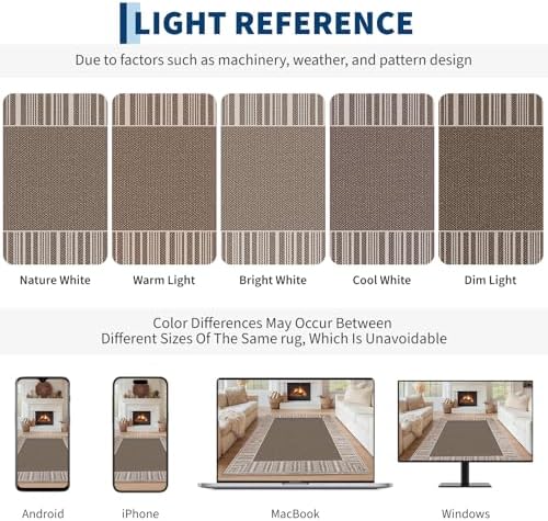 GarveeHome Striped Bordered Rug 8x10 Washable Patio Rug for Living Room Moder...