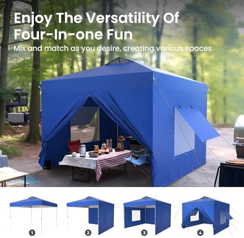 PHI VILLA 10x10 Pop Up Canopy Tent with Sidewalls, Easy Tents Instant Shade