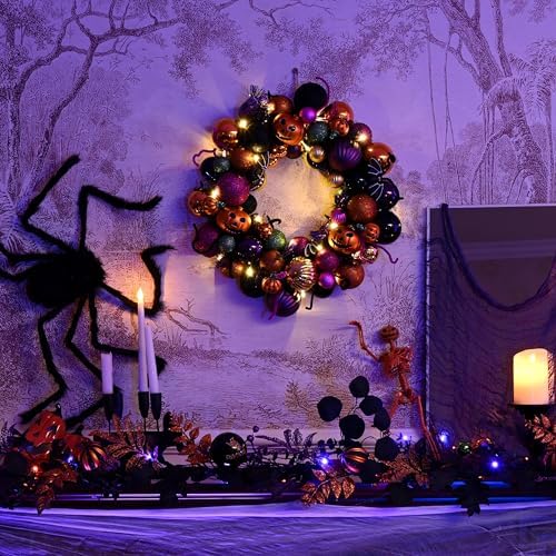 Valery Madelyn Halloween Decorations 12" Pumpkin Wreath for Front Door
