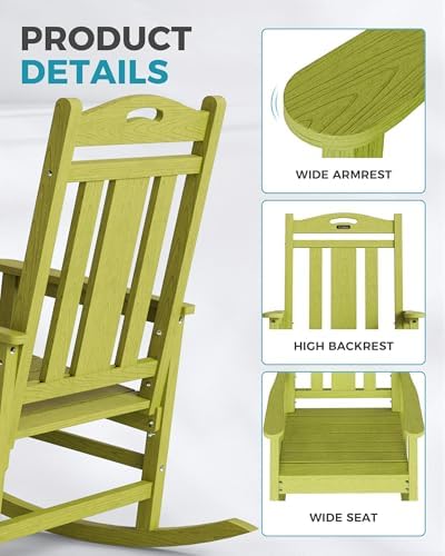 Ciokea Oversized Outdoor Rocking Chair, 380lbs Heavy-Duty Large Patio Rocker,...