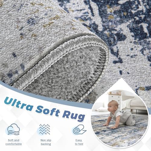 pmtsns Area Rugs 8x10 for Living Room: Washable Rug Modern Abstract Neutral S...