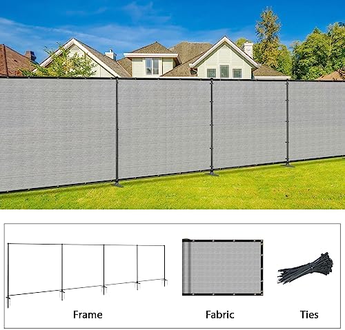 SunnyRoyal 6' x 24' Privacy Fence Screen Panel with Iron Poles Freest...