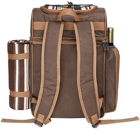 Hap Tim Picnic Basket Backpack for 2 Person with 2 Insulated Cooler Compartme...