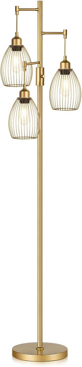 Dimmable Floor Lamp, Industrial Floor Lamps for Living Room, Gold Tree Lamp S...