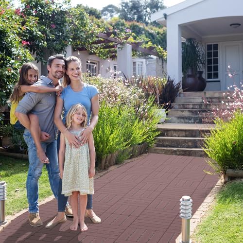 Goovilla Plastic Interlocking Deck Tiles, 9 Pack, 12"x12" Each, Dar...