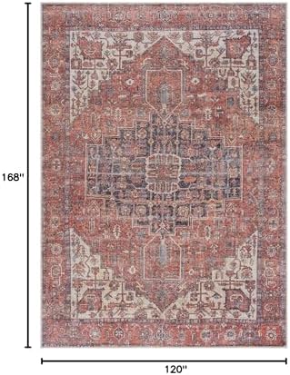 Bloom Rugs Washable Non-Slip 10x14 Rug - Red/Orange/Beige Traditional Orienta...