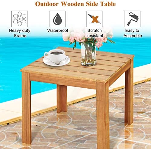 Giantex Outdoor Side Table, Acacia Wood Adirondack Table W/Oil Finished, 220l...