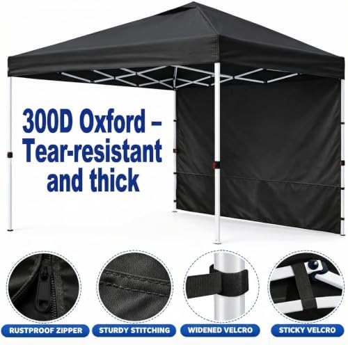 10 x 10 Canopy Sidewalls, 3 Pack Pop Up Canopy Tent Walls, Black