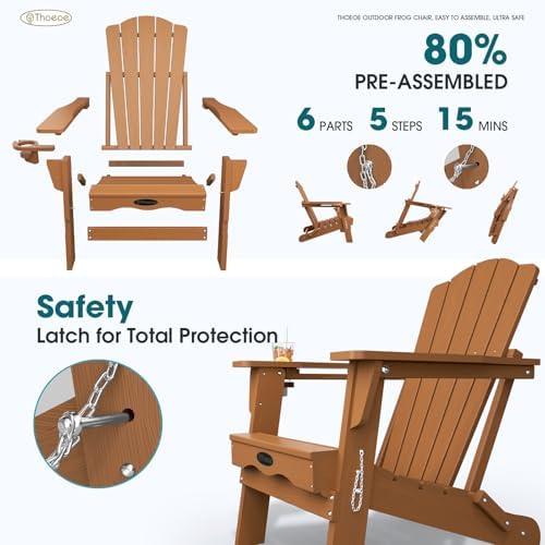 THOEOE Folding Adirondack Chair Set of 2, Patio Chairs, Fire Pit Chairs
