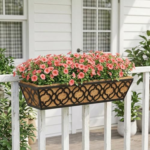Y&M 4pcs 24 Inch Window Deck with Coconut Coir Liner, 24" Railing Pl...
