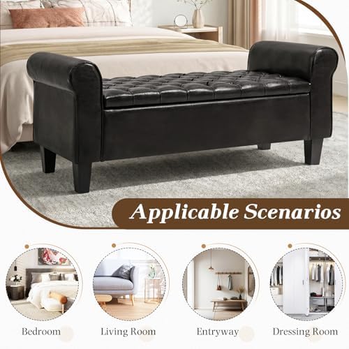 ECOTOUGE 55" Storage Ottoman Bench for Living Room, End of Bed Bench wit...