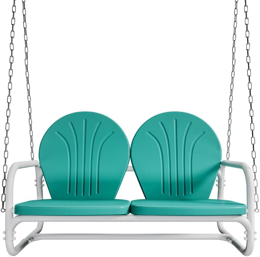 Retro Metal Porch Swing (Teal)