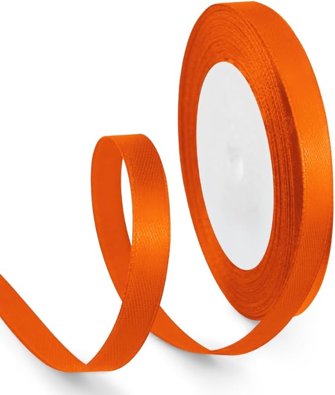 3/8 Inch Orange Ribbon, 25 Yards Orange Stain Ribbon for Gift Wrapping, Hallo...