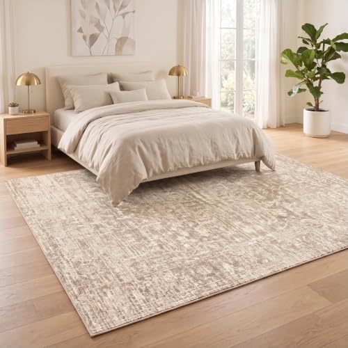 RUGIXE 5x7 ft Beige Washable Area Rug for Living Room,Vintage Boho,Non Slip