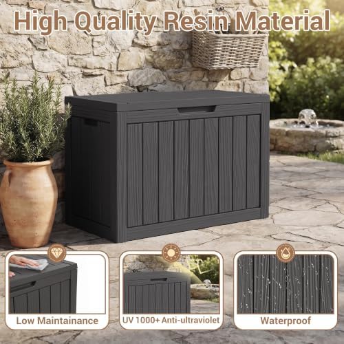 DRATO 60 Gallon Outdoor Storage Box Waterproof, Lockable Deck Box, Black