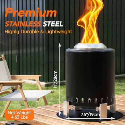 Breezz Smokeless Tabletop Fire Pit 7 in, Black