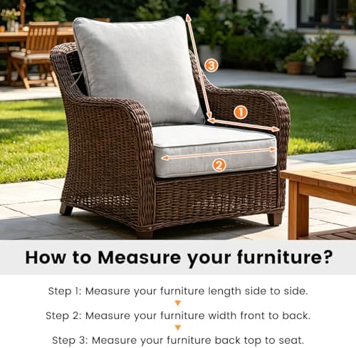 Olefin Deep Seat Cushion Set of 2, Water Resistant Patio Light Gray 24x24x4