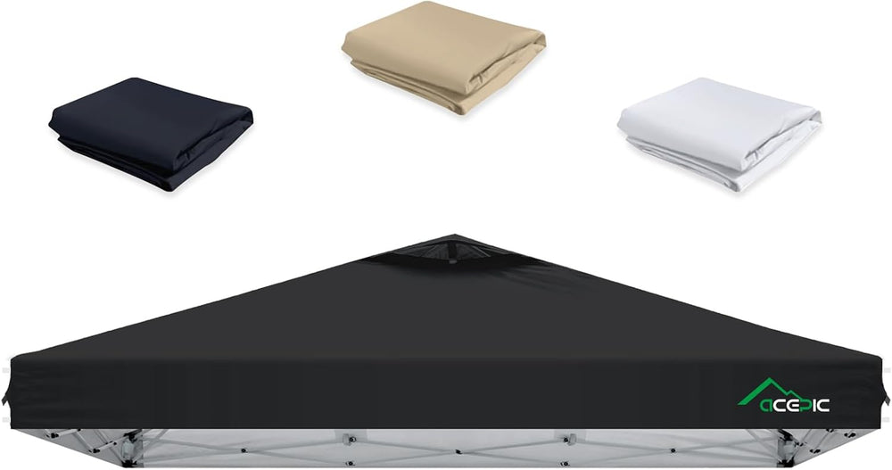 ACEPIC 10x10 Canopy Replacement Top with Air Vent(Black,Top Only)