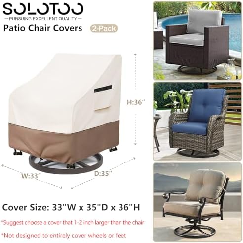 Patio Chair Covers Waterproof 2 Pack, 33" W x 35" D x 36" H