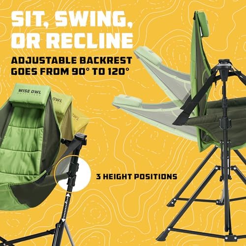 Wise Owl Outfitters Hammock Camping Chair for Adults, Adjustable, Green