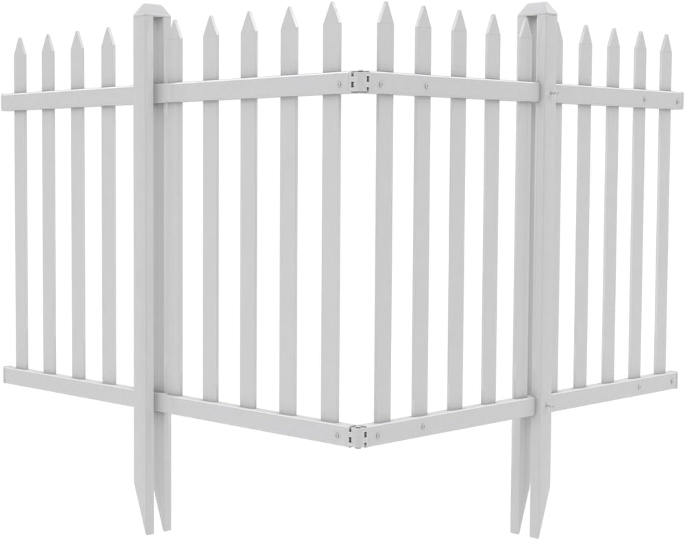 Bynbbur 2 Panels White Picket Fence 42" W x 36" H Garden Picket Fen...