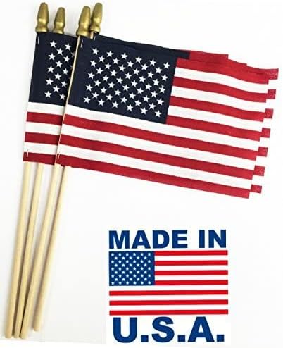 GIFTEXPRESS 12-Pack 12x18" American Stick Flags – Made in USA, Handheld ...