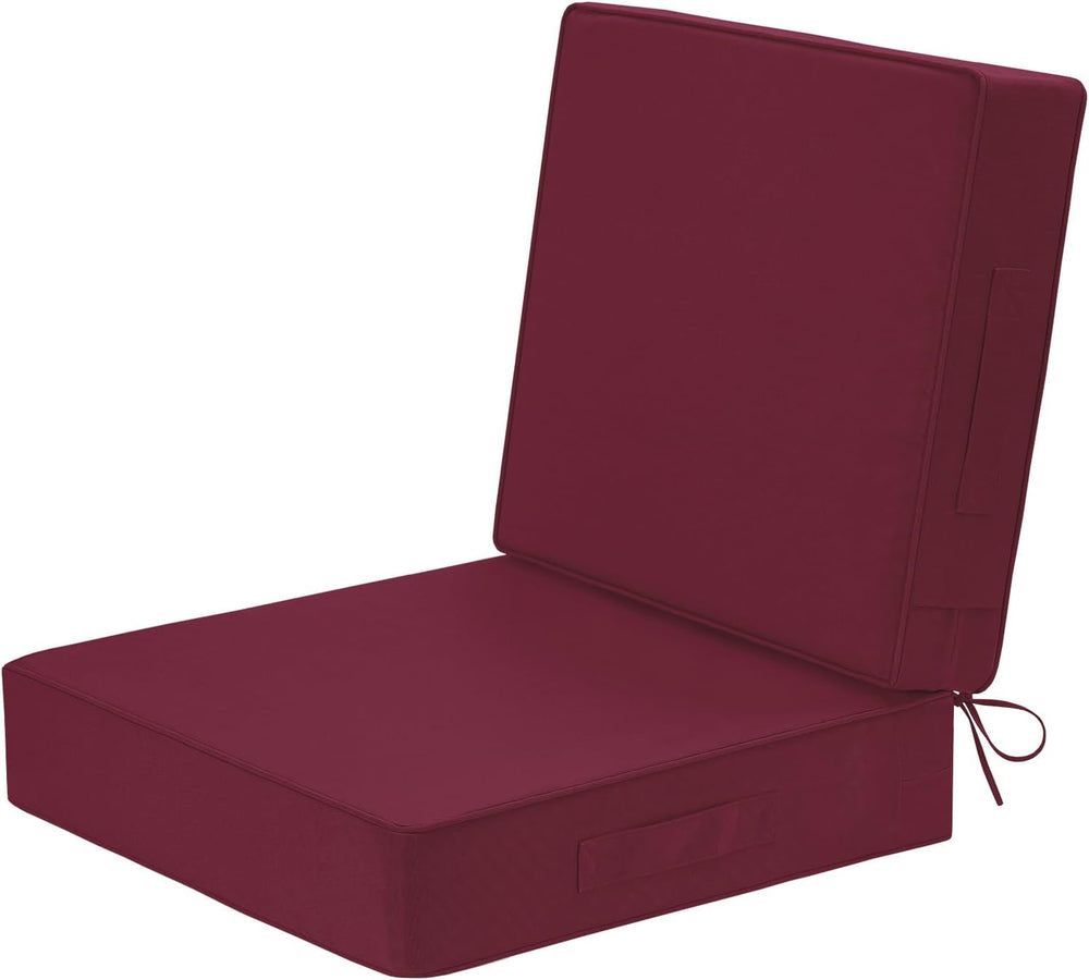 Wellsin Outdoor Deep Seat Patio Cushions, 24 x 24 Waterproof & 3-Year Fad...