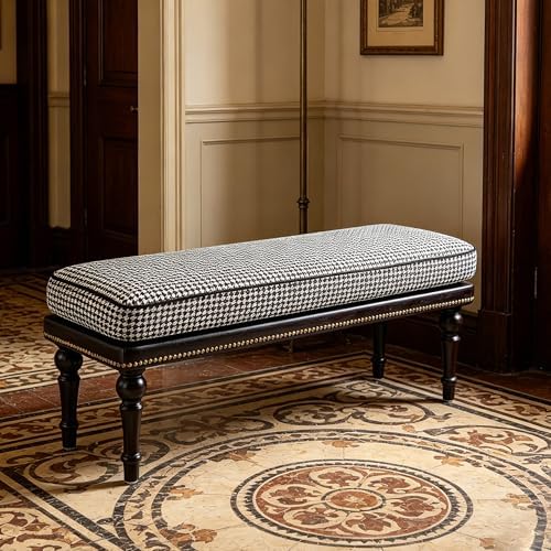 Forteek 47" Upholstered Bed End Bench for Bedroom, Vintage Bed Bench