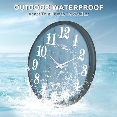 OCEST 18 Inch Large Decorative Wall Clock with Woodgrain Design