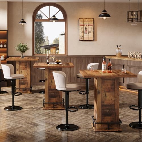 Tribesigns 39.4" H Square Bar Table, Industrial High Top Bistro Pub Cock...