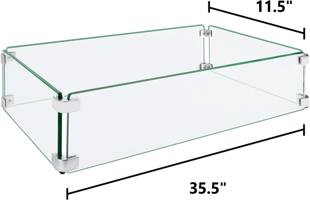 Fire Pit Wind Guard,35.5"x11.5"x6" Fire Pit Wind Guard Rectangle