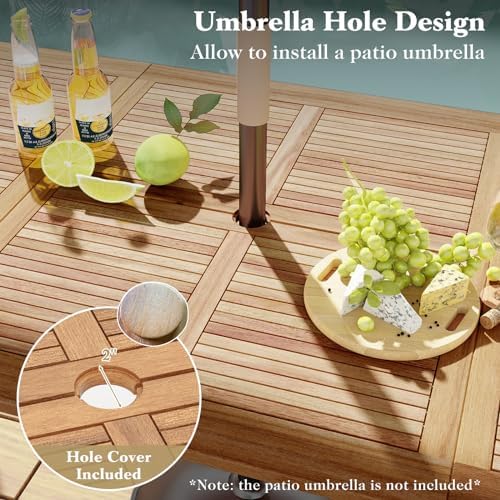 Tangkula 86.5" Large Patio Dining Table for 8, Acacia Wood 8-Person Dini...