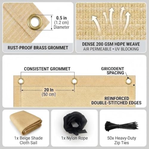 90% Sun Shade Cloth 8x25FT Heavy Duty Shade Cover Grommets