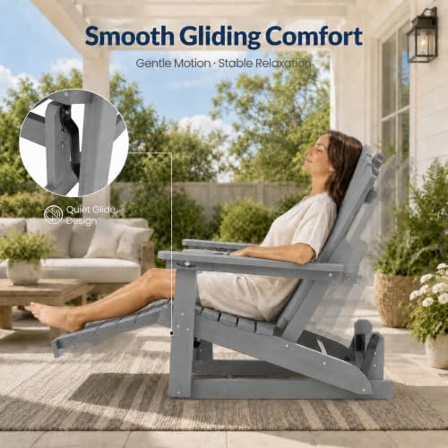 Adirondack Glider Chair with Retractable Ottoman, Adjustable Backrest