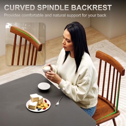 HOMCOM Windsor Dining Chairs Set of 4 Spindle Backrest Light Brown