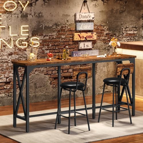 CHOEZON Bar Table and Chairs Set, Counter Height Table and Chairs, with X-Sha...