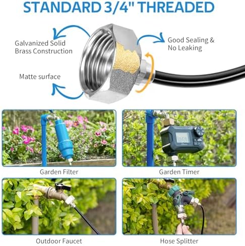 homenote Misting Cooling System 75FT(23M) Pre-Assembled Kit with 28 Brass Noz...
