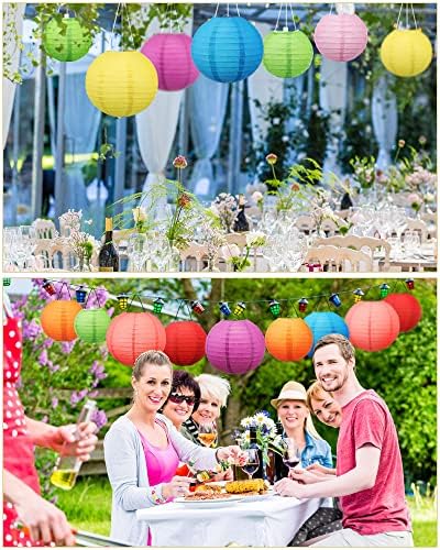 Treela 48 Pcs Paper Lanterns Party Decorations Round, Multicolor