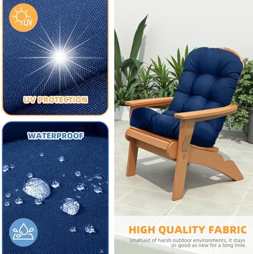 Outdoor Adirondack Chair Cushions Set of 2 Navy Blue 47.24 in