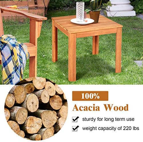 Giantex Outdoor Side Table, Acacia Wood Adirondack Table W/Oil Finished, 220l...