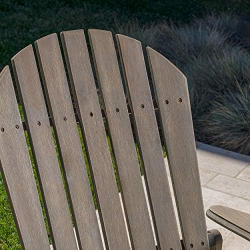 GDFStudio Noble House Hayle Reclining Wood Adirondack Chair w/Footrest (Set o...