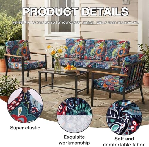 hyha 8Pcs Patio Cushion Covers, Stretch Outdoor Couch Cushion Covers