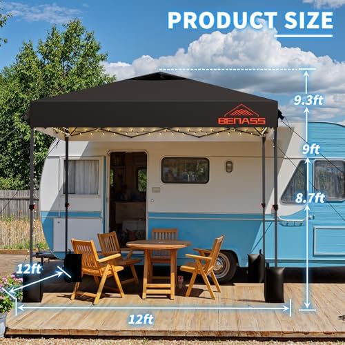 12x12 Pop Up Canopy Tent, Black