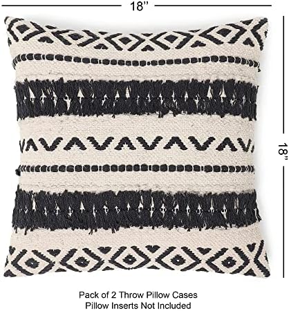 · REDEARTH · Textured Handwoven Throw Pillow Cases Geometric Craft Black