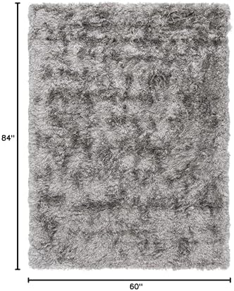 SAFAVIEH Area Rug 5x7 - Paris Shag Collection - Silver, Handmade, Soft Flowin...