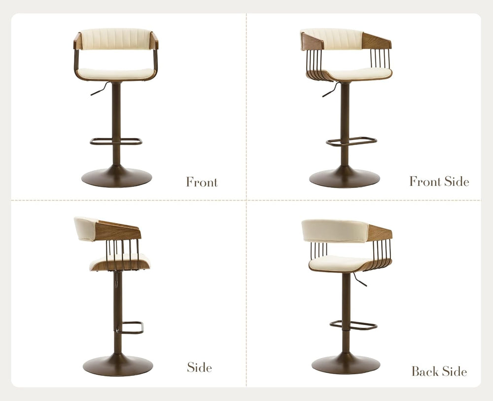 CIMOTA Swivel Adjustable Bar Stools Set of 2, Mid-Century Modern Counter Stoo...